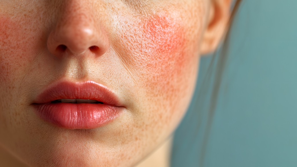 Crvenilo na licu žene izbliza