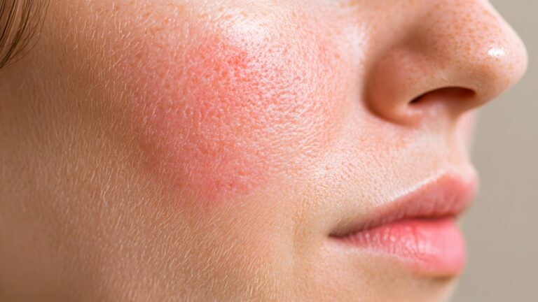 Crvenilo na koži lica žene izbliza