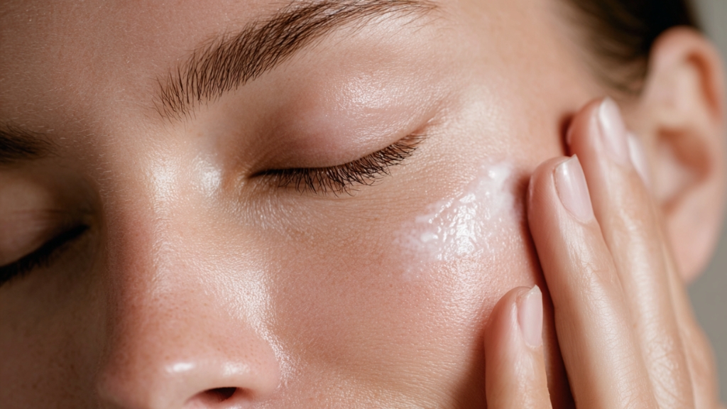 Žena nanosi retinol serum na lice