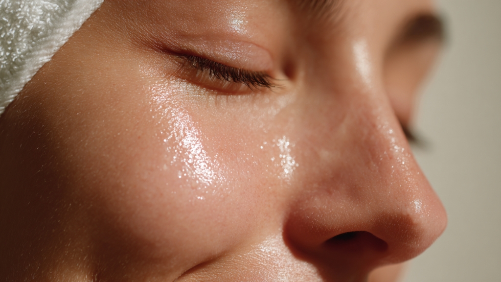 Sjajna, hidrirana koža lica nakon nege proizvodom sa pantenolom (B5)